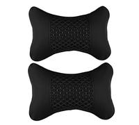 Mipcase Almohadas para Reposacabezas de Coche Negras, Cojines Multifuncionales de Cuero Resistente, Soporte Cervical Cremallera y Cinturón Elástico, Accesorios para Automóvil, Uso