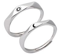 Mipcase Anillos Inoxidable de Anillos Compromiso para Diseño Simbólico Día y Noche Cómodo y Pulido Fino Conmemorativo para Bodas y Promesas