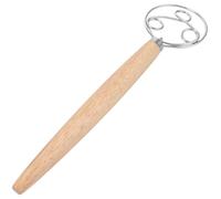 Mipcase Batidor de Harina de Tres Anillos Mango de Roble, Amasadora de Masa Ligera y Antideslizante, Mezcladora Profesional para Repostería y Panadería, Utensilio de Cocina Reutilizable