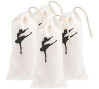 Mipcase Bolsas de Lona Cordón para Zapatillas de Ballet, Organizador de Zapatos de Baile para Niñas, Paquete de 4 Unidades, Tamaño 13x27 Cm, Color Natural, Resistente y Duradero, Uso