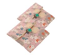 Mipcase Bolsos Organizadores de Joyas Enrollables con Diseño Chino, Tela Brocada Rosa, 2 Piezas, Cartera Portátil para Mujer, Uso en Viajes y Almacenamiento Seguro