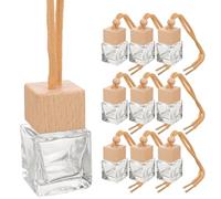 Mipcase Botellas Difusoras de Perfume 10 Pcs 10 Ml Transparentes Tapa Cuadrada Colgantes para Coche Primavera Recargables Ambientador Aromaterapia para Viajeros y Conductores