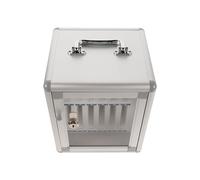 Mipcase Caja de Almacenamiento Portátil para Teléfono Móvil con 12 Compartimentos y Cerradura Individual Estructura de Aluminio y Panel Transparente Adecuado para Aulas y Oficina Segura