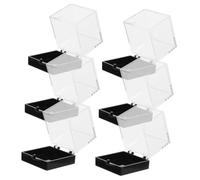Mipcase Caja de Exhibición de Muestras Transparente 6 Piezas para Minerales Coleccion Cajas Pequeñas Tapa de Plástico para Almacenamiento y Decoración en Escritorio