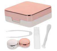 Mipcase Caja de Viaje para Lentes de Contacto Mini Estuche Portátil Soporte Pinza Aplicador Botella para Líquido y Espejo Color Rosa Claro Adecuada para Transportar y Almacenar Lentes