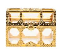 Mipcase Caja Pequeña Tipo Cofre del Tesoro Transparente Dorada Mini Caja Decorativa para Dulces y Recuerdos Fiestas Infantiles Cumpleaños y Mesas de Postres 1 Pieza