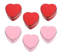 Mipcase Cajas Metálicas Pequeñas en Forma de Corazón Rojo y Rosa Mate 6 Unidades 60X59X27 MM Estuches Vacíos para Dulces Velas y Joyas Ideales para Obsequio y Almacenamiento en San