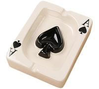 Mipcase Cenicero de Cerámica Negro Diseño Creativo de Cartas, Fácil de Limpiar y Multifuncional, Adecuado para Decoración de Sala y Oficina