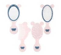 Mipcase Cepillo de Pelo Infantil 4 Piezas Color Claro Peine Decorativo, Peine Desenredante y Espejo de Mano Lindo para Niñas, Kit Portátil para Peinar y Cuidado del Cabello en Casa