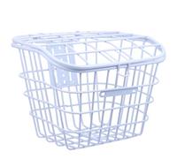 Mipcase Cesta de Almacenamiento Delantera para Bicicleta Eléctrica, Cesta Gruesa de Hierro Tapa Blanca, Accesorio Práctico para Ciclismo, Soporte Resistente para Carga y Transporte Urbano