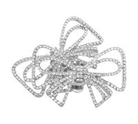 Mipcase Clip para Zapatos de Boda Lazo y Gemas de Imitación, 1 Par de Adornos Desmontables para Tacones y Zapatos Planos, Decoración Elegante para Fiesta y Novia, Color Plata M803