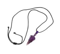 Mipcase Collar Ajustable Colgante de Cristal Natural Hexagonal Púrpura Cadena para Clavícula Unisex Piedra Energética Forma de Pilar para Decoración y Uso Diario