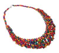 Mipcase Collar de Borlas Bohemio para Mujer Collar Étnico de Cuentas de Colores Joyería Delicada Cuello para Fiesta Africana o Evento Casual