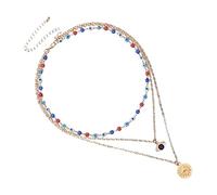 Mipcase Collar en Capas de Mal de Ojo para Mujer Elegante, Aleación Metálica Dorada, Diseño Moderno y Multifacético, Cadena de Clavícula para Adolescentes y Uso Diario