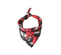 Mipcase Collar Triangular para Mascotas San Valentín Diseño de Rosas Rojas Babero para Perro de Algodón 100% Puro Talla Única 25-48 CM Decoración Negra para Collares Pequeños y
