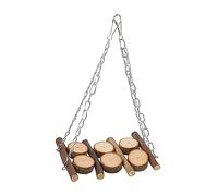 Mipcase Columpio para Pájaros de Madera Resistente Juguete para Loros y Periquitos Soporte para Trepar y Masticar Adecuado para Jaulas Grandes y Aves Pequeñas