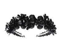 Mipcase Diadema de Cuentas Negras Artesanal Cristales Brillantes, Accesorio Cabello Elegante para Bodas y Fiestas, Aro de Pelo Encantador para Dama, Adorno para Eventos Obsequios