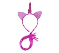 Mipcase Diadema de Unicornio Púrpura para Niña con Decorado de Peluca, Cómoda y Delicada, Hecha de Plástico y Resina para Accesorios de Peinado Infantil