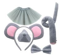 Mipcase Diadema Orejas de Ratón Gris para Mujeres Set y Pajarita Accesorios de Disfraz Animal Suave y Cómodo para Fiestas y Cosplay