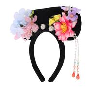 Mipcase Diadema Retro Corte Real Dinastía Qing Diadema Tradicional de Princesa con Flores Artificiales para Mujeres y Niñas Tocado de Flores Vintage para Fotos de Estilo Chino