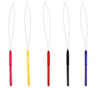 Mipcase Enhebradores para Pelucas 5 Piezas, Herramientas para Tejer Rastas de Crochet, Ganchos Metálicos Reutilizables Multicolor (negro, Amarillo, Rojo, Azul, Rosa), Kit Portátil