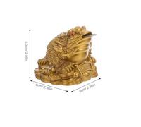 Mipcase Estatua de Sapo Fortuna Feng Shui de Resina Dorada Miniatura de Rana Tres Patas 2 Unidades 6X6X53 CM Decoración para Escritorio y Oficina Que Atrae Prosperidad y Riqueza