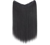 Mipcase Extensión de Cabello Largo para Mujer Clip Tipo V, Fibra de Alta Temperatura Negro, Aspecto Natural, Adecuado para Senderismo y Parques de Diversiones