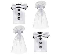 Mipcase Funda para Botella de Vino de Boda Creativa Tela Juego de 4 Piezas Dos Fundas Masculino y Femenino Decoración para Botellas de Vino Tinto Eventos Nupciales