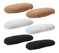 Mipcase Fundas para Reposabrazos de Silla de Oficina de Tela Jacquard Elásticas 32X8 CM 3 Pares Negro Gris Claro y Café Lavables Extraíbles y Protectores para Sillas de Escritorio