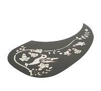 Mipcase Golpeador de Guitarra Acústica de 40-41 Pulgadas en Forma de Lágrima, Placa Protectora Autoadhesiva contra Arañazos Diseño Láser de Pájaro en Negro y Plata, Accesorio Protector