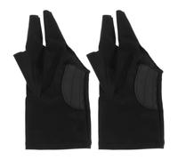Mipcase Guantes de Billar de Tres Dedos Negra, 2 Piezas Talla Única | Tejido de Poliamida, Puño Elástico y Malla Antideslizante, para Mano Izquierda en Sala de Billar