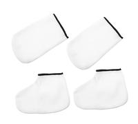 Mipcase Guantes y Botas Para Spa 2 Pares Talla Única Para Manos y Pies Cuidado Exfoliante Hidratante Mascarilla De Silicona Blanca Reusable Para Uso Casa y Salón