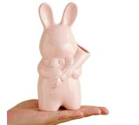 Mipcase Jarrón de Cerámica Forma de Conejo Maceta Hidropónica Pequeña para Escritorio Florero Decorativo Rosa para Flores Secas y Plantas Artificiales Adecuado para Hogar y Oficina