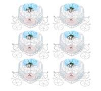 Mipcase Juego de 6 Cajas de Dulces para Bodas Forma de Carroza de Calabaza Hechas de Hierro Azul Tamaño Pequeño Ideales como Centro de Mesa Romántico y Decoración para Fiestas de Boda