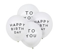 Mipcase Juego de Globos de Látex de 12 Pulgadas Letras Impresas 100 Piezas 50 Globos Blancos Happy Birthday Negro y 50 To You para Decoración de Fiestas de Cumpleaños