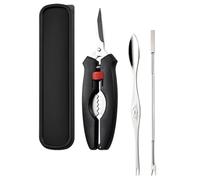 Mipcase Juego de Herramientas para Mariscos 4 Piezas Acero Inoxidable Tijeras para Cangrejo Tenedor y Pinzas para Abrir Patas y Caparazones Uso en Casa y Restaurante