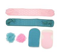 Mipcase Juego Exfoliante de Baño 6 Piezas para Ducha Guantes Exfoliantes Bolas de Baño Suaves y Correas Largas para Espalda Cuidado Corporal Diario para Toda la Familia