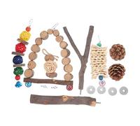 Mipcase Juguetes para Periquitos de Madera de Manzana Columpio y Estación para Morder y Entrenar Pájaros Mascotas Color Aleatorio Color Aleatorio Color Aleatorio