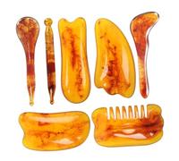Mipcase Kit de 7 Piezas de Tablero de Gua Sha para Masaje Facial y Corporal, Hecho de Resina Artificial Naranja, Aumenta el Flujo Sanguíneo y Mejora la Belleza Piel