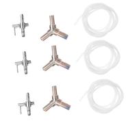 Mipcase Kit de Incubación para Acuarios 9 Piezas Distribuidor de Acero Inoxidable Válvula Antirretorno y Accesorios para Bombas de Aire y Oxígeno Incluye 3 Conectores Rectos 3