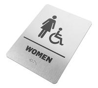 Mipcase Letrero Metálico con Braille para Baño de Mujeres Señalización Elegante y Removible para Aseos Restaurantes y Públicos