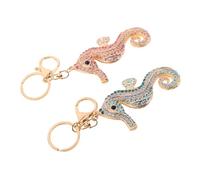 Mipcase Llaveros Colgantes de Dibujos Animados, Caballito de Mar, 2 Piezas (rosa y Azul), Metal con Gemas de Imitación, Accesorios Creativos para Bolsos, Obsequio Decorativo para Fiestas y Uso Diario