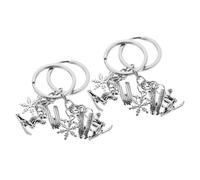 Mipcase Llaveros de Esquí Metálicos 4 Piezas con Diseño de Copo de Nieve y Tabla de Snowboard, Accesorios para Bolso y Mochila, Regalos para Aficionados al Deporte de Invierno