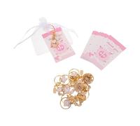 Mipcase Llaveros de recuerdo para shower con forma de huella, 10 juegos con bolsas de organza y etiquetas de agradecimiento, prácticos para invitados y fiesta de revelación, color