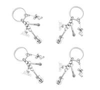 Mipcase Llaveros Metálicos Vintage Forma de Micrófono Set de 4 Piezas Colgantes Musicales para Llavero de Coche y Mochila Accesorios para Amantes Música y Músicos