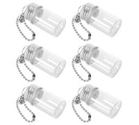 Mipcase Mini Frascos de Vidrio 7ml con Llavero Metálico Portátil, Pack de 6 Botellas Transparentes para Manualidades y Recuerdos de Boda