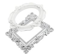 Mipcase Mini Marcos de Fotos Decorativos para Manicura y Joyería 2 Piezas 1 Redondo 1 Cuadrado Plateado Accesorios de Mano para Fotos Ideales para Hogar Estudio Fotográfico y