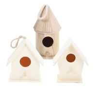 Mipcase Nido de Pájaros de Madera sin Terminar, Casa para Pájaros con Entrada Amplia, Conjunto de 3 Piezas, Decoración para Jardín Exterior, Accesorio para Aves Pequeñas Varios Estilos