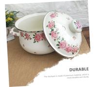 Mipcase Olla de Esmalte Rosa con Doble Asa Fondo Plano de Resistente Altas Temperaturas para Sopa Guiso y Cocina Inducción Gas