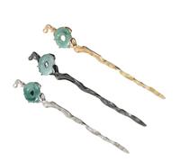 Mipcase Palillos Cabello Chinos 3 Piezas Colores Oro Plata Negro Diseñados para Mujer Accesorios para Peinar Moños Elegantes Uso Diario y Fiestas